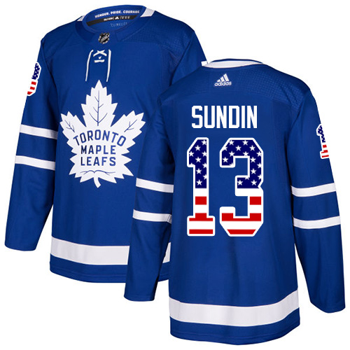 Adidas Maple Leafs #13 Mats Sundin Blue Home Authentic USA Flag Stitched Youth NHL Jersey
